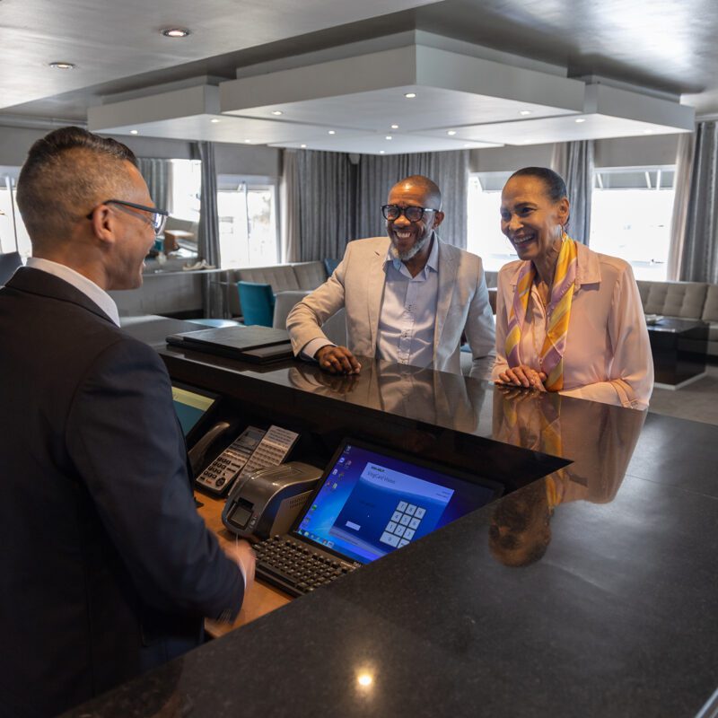 The Cape Milner Conferencing guests checking in